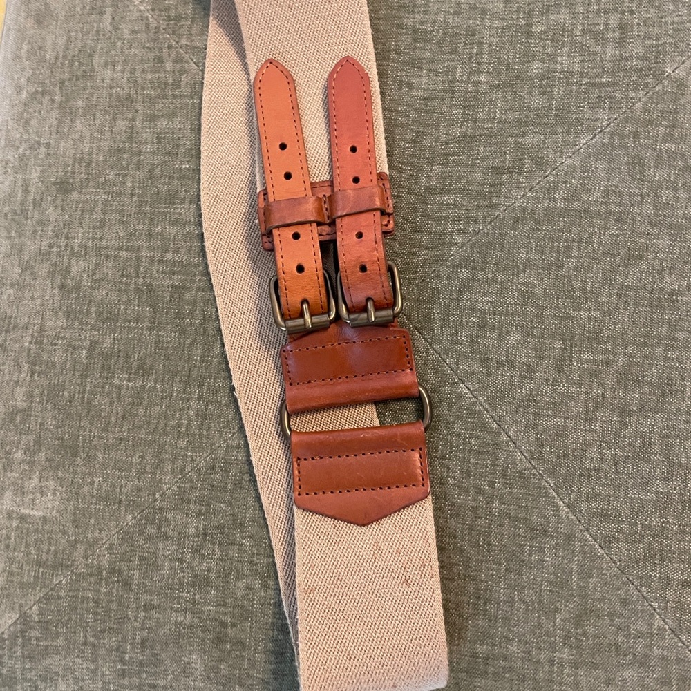 Banana Republic Tan Canvas Belt with Brown Leather Accents